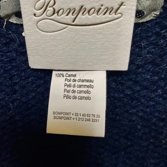 Bonpoint Navy Camel Hair Sweater Cardigan Sweater Jacket New with Tags Boy's 8 - Picture 7 of 8